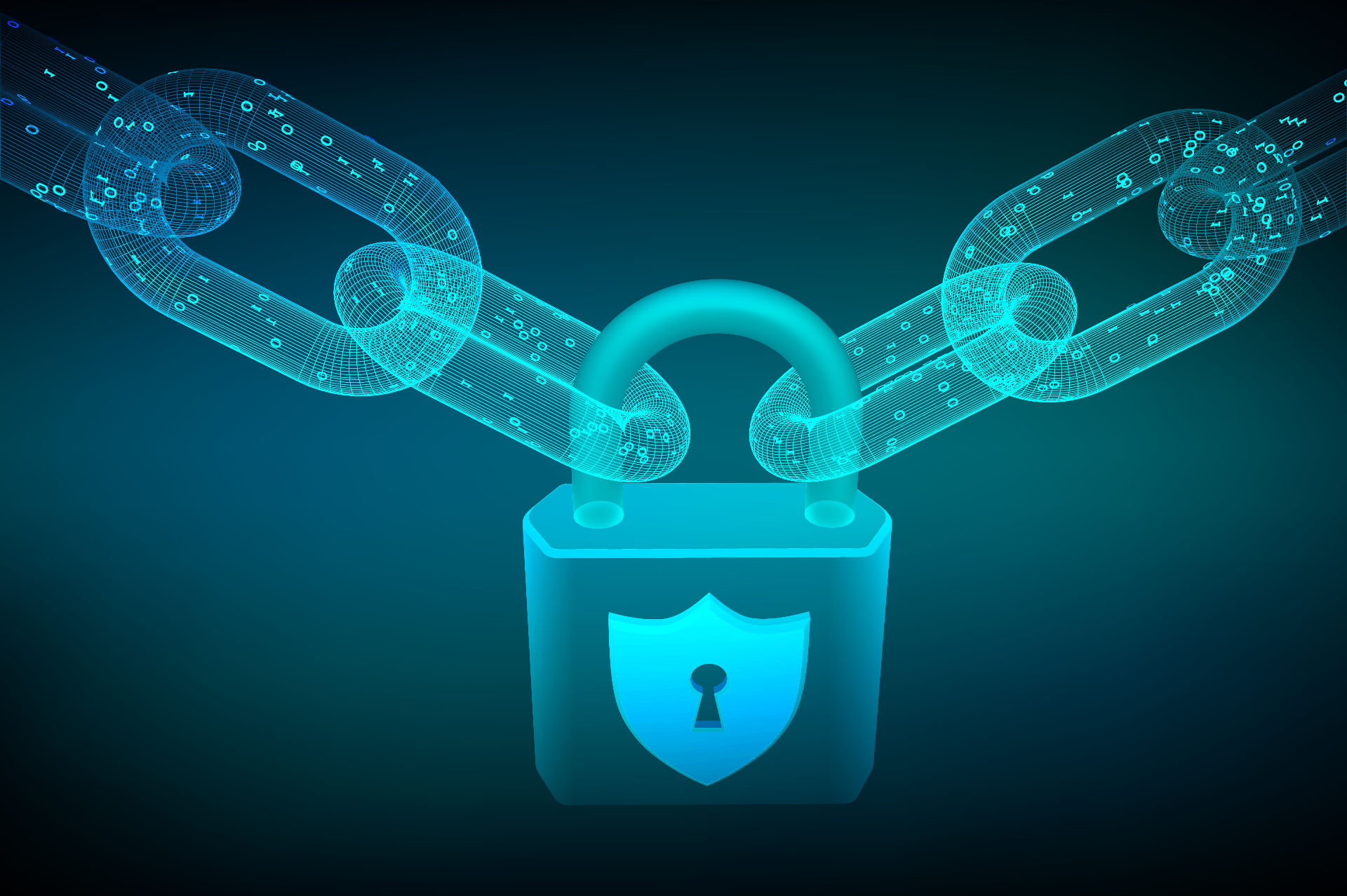 Cadenas blockchain symbolisant la sécurité des crypto-actifs